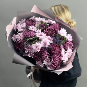 Букет "Виолетта" из хризантем Бигоуди, лимониума, брассики и кустовых хризантем в Мытищах Букет "Виолетта" из хризантем Бигоуди, лимониума, брассики и кустовых хризантем в Мытищах