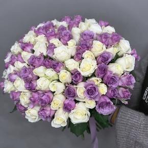 Букет "Фиолетовый микс" из 101 розы (40 см) в Мытищах