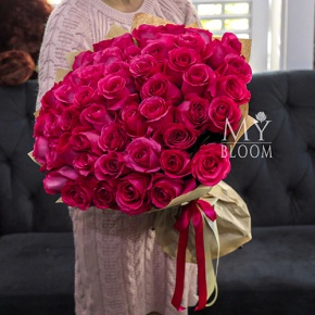 Букет 51 роза Эквадор Пинк Флоид (60 см) в Мытищах