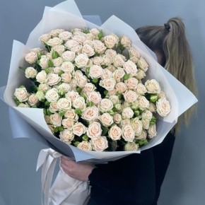 Букет из 25 кремовых кустовых роз (70 см) в Мытищах